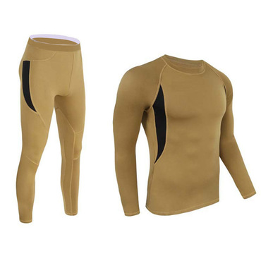 Men's Outdoor Sports Functional Chic Fleece Thermal Underwear Sports Training And Fitness Suit