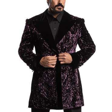 Men's Hugh Hefner Costume Chic Pajama Dressing Purple Velvet Smoking Jacket