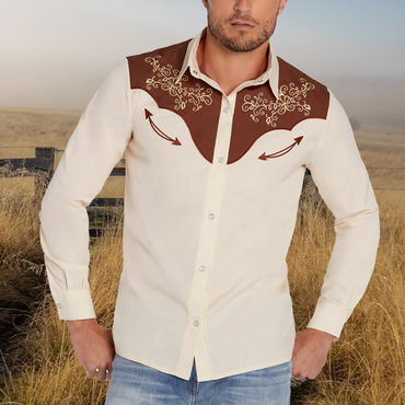 Men's Vintage Western Cowboy Print Chic Shirt