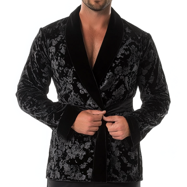 Men's Hugh Hefner Costume Chic Pajama Dressing Velvet Smoking Jacket