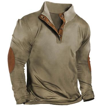 Men's Outdoor Tactical Colorblock Chic Henley Long Sleeve T-shirt