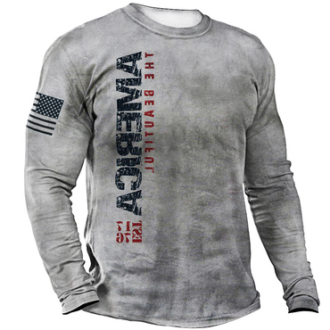 Men's 'america' Retro Print Chic Tactical Casual Long Sleeve T-shirt