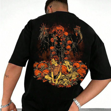 Men's Halloween Skull Print Chic T-shirt