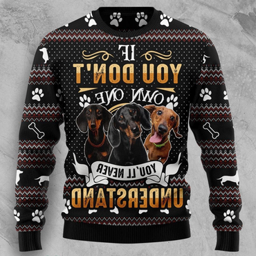 Unisex 3d Dachshund Through Chic The Snow Christmas Funny Black Ugly Sweatshirt