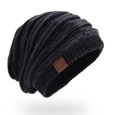 Leather Label Knitted Hat Chic Warm Hat For Men And Women