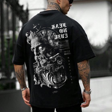 Men's Oversize Statue Print Chic Short Sleeved T-shirt