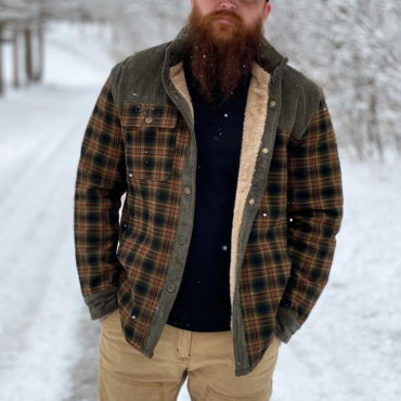 Men's Retro Check Pattern Chic Stitching Warm Wanderer Jacket