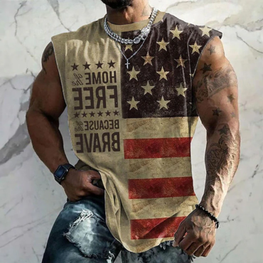 Men's Vintage American Flag Chic Printed Casual Cross Element Printed Vest