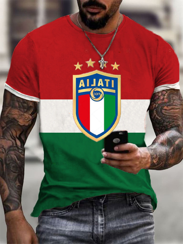 New Mens Italian Football Chic Team Print Fashion Casual T-shirt