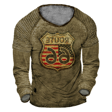 Men's Route 66 Vintage Chic Army Long Sleeve T-shirt