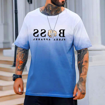 Men's Vintage Gradient Print Chic Loose Short Sleeve Oversized T-shirt