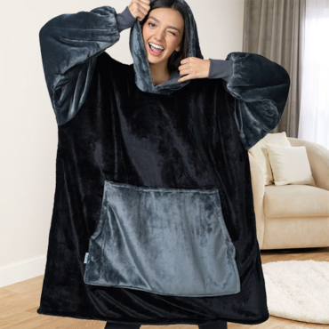 Oversized Wearable Hoodie Blanket Chic Blanket Black