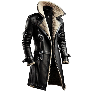 Men's Training Warm Pu Chic Leather Long Coat