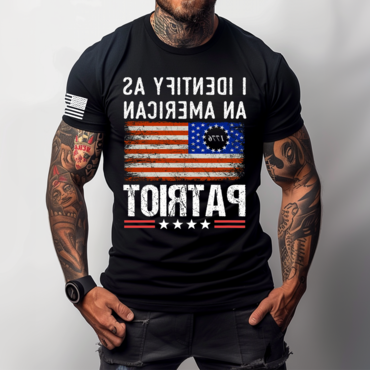 Men's Vintage I Identify Chic As An American Patriotic Print Daily Short Sleeve Crew Neck T-shirt