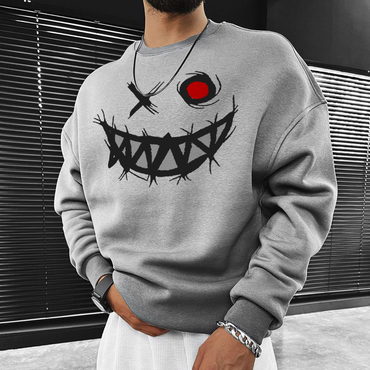 Smiley Print Casual Oversized Chic Men's Sweatshirt