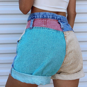 Fashion Casual Stitching Denim Chic Shorts