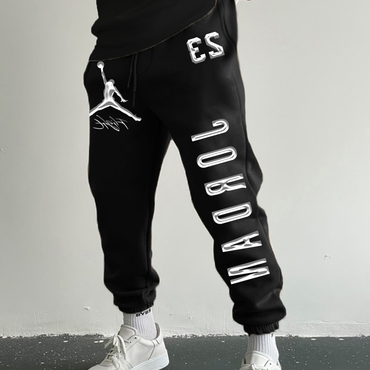 Unisex Basketball Game Star Chic Sports Fitness Printed Autumn And Winter Sweatpants Casual Pants