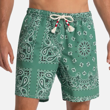 Men's Vintage Ethnic Pattern Chic Bandana Printed Shorts Outdoor Beach Camping