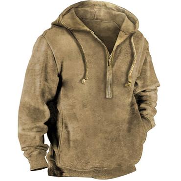 Men's Outdoor Vintage Tactical Chic Pocket Zipper Hoodie