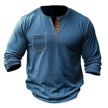 Vintage Casual Long Sleeve Chic Henley