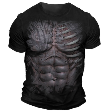 Men's Vintage Skeleton Print Chic Daily Short Sleeve Crew Neck T-shirt