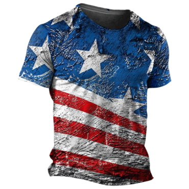 Men's Vintage American Flag Chic Patriot Printed T-shirt