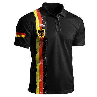 Men's Germany Deutschland National Chic Flag Emblem Patriot Printed Short Sleeved Polo T-shirt