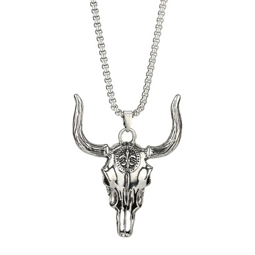 Men's Vintage Western Bull Chic Bone Titanium Steel Necklace