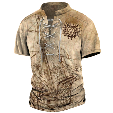 Men's Vintage Nautical Boat Chic Drawstring T-shirt