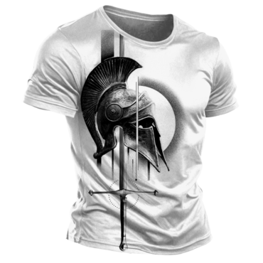 Men's Vintage Spartan Print Chic Short Sleeve Crew Neck T-shirt