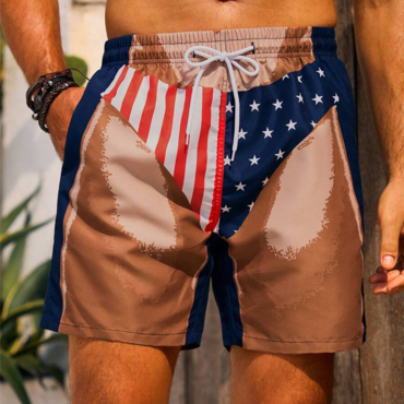 Men's American Flag Print Chic Outdoor Vintage Shorts