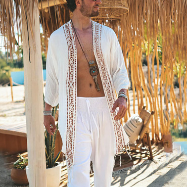 Men's Tribe Linen Holiday Chic Cardigan