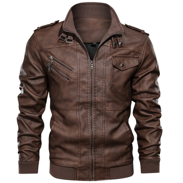 Men's Outdoor Windproof Warm Chic Casual Motorcycle Leather Jacket