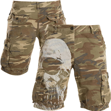 Skull Camouflage Print Men's Chic Outdoor Multiple Pockets Tactical Shorts