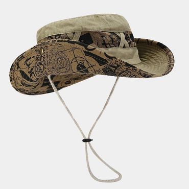 Retro Drawstring Wide Brim Chic Washed Sun Protection Hat Bucket Surf Hat