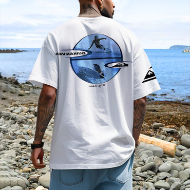 Men's Quiksilver Surf Beach Chic Loose Short Sleeve Oversized T-shirt