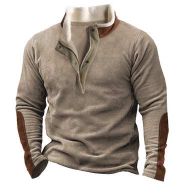 Men's Outdoor Colorblock Casual Chic Fleece Neck Sweatshirt