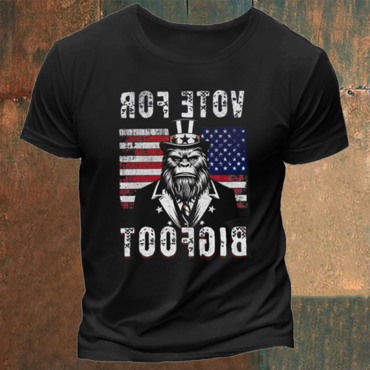Unisex Election Humor Top Chic American Flag Vote For Bigfoot T-shirt