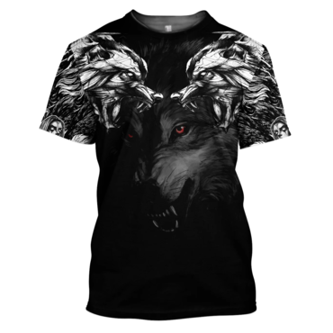 Men's Vintage Viking Wolf Print Chic Short Sleeve Crew Neck T-shirt