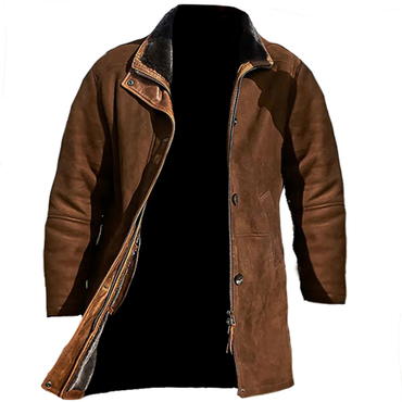 Men's Outdoor Mid-length Double Chic Layer Woolen Coat Jacket