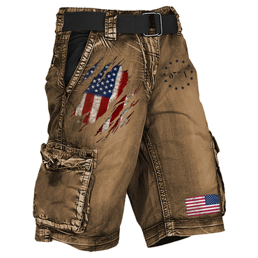 Men's Cargo Shorts American Chic Flag Patriot 1776 Print Vintage Distressed Utility Outdoor Shorts