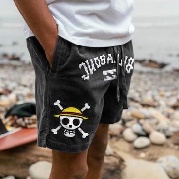 Billabong One Piece Embroidery Chic Men's Shorts Retro Corduroy 5 Inch Shorts Surf Beach Shorts Daily Casual