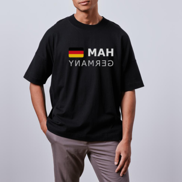 Men's German Flag Print Chic Graphic Print Casual Crew Neck Oversized T-shirt