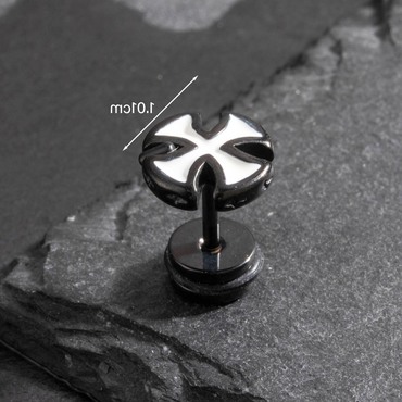 Single Pierced Stainless Steel Chic Cast Geometric Cross Dark Skull Retro Earrings