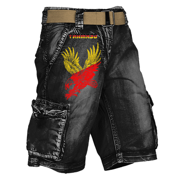 Men's German Flag Patriot Chic Colorful Fierce Eagle Vintage Printed Shorts