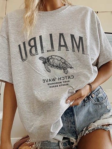 Women's Malibu Turtle Print Chic Loose T-shirt