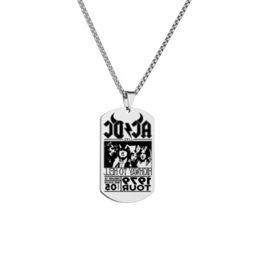 Acdc Rock Punk Hip Chic Hop Vintage Engraved Stainless Steel Necklace