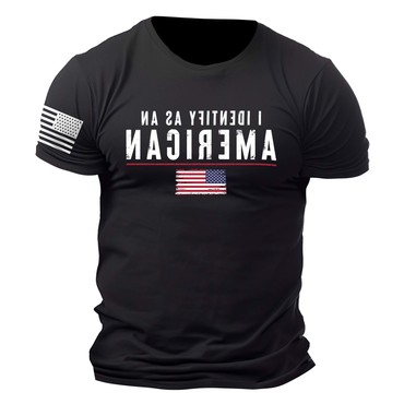 Men's Vintage I Identify Chic As An American Patriotic Print Daily Short Sleeve Crew Neck T-shirt