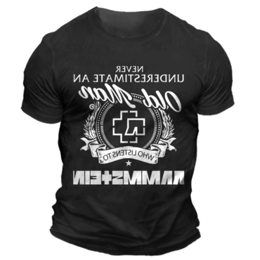 Men's Never Underestimate An Chic Old Man Who Listens To Rammstein Rock Band Daily Short Sleeve Crew Neck T-shirt