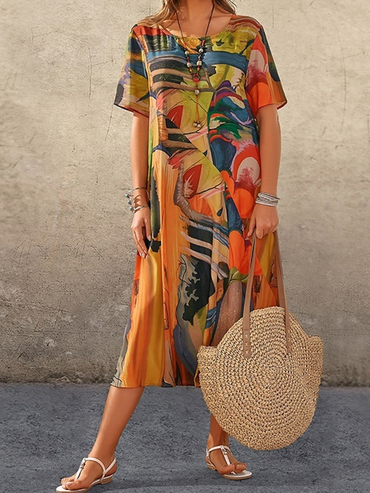 Summer Fashion Casual Printed Chic Short Sleeve Dress